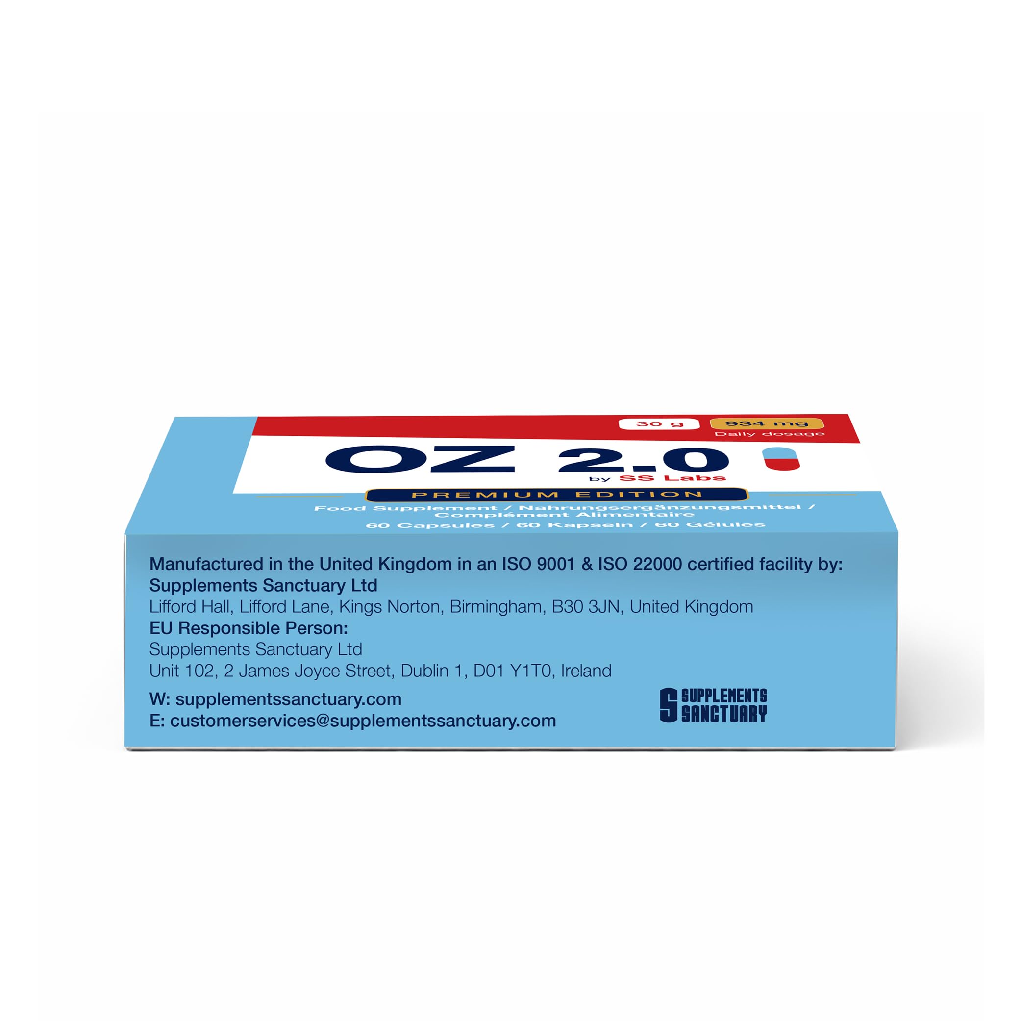 OZ 2.0 Premium Complément Alimentaire + Zinc, Chrome, Vinaigre de Cidre, L-Carnitine, Matcha et Spiruline – 60 Gélules