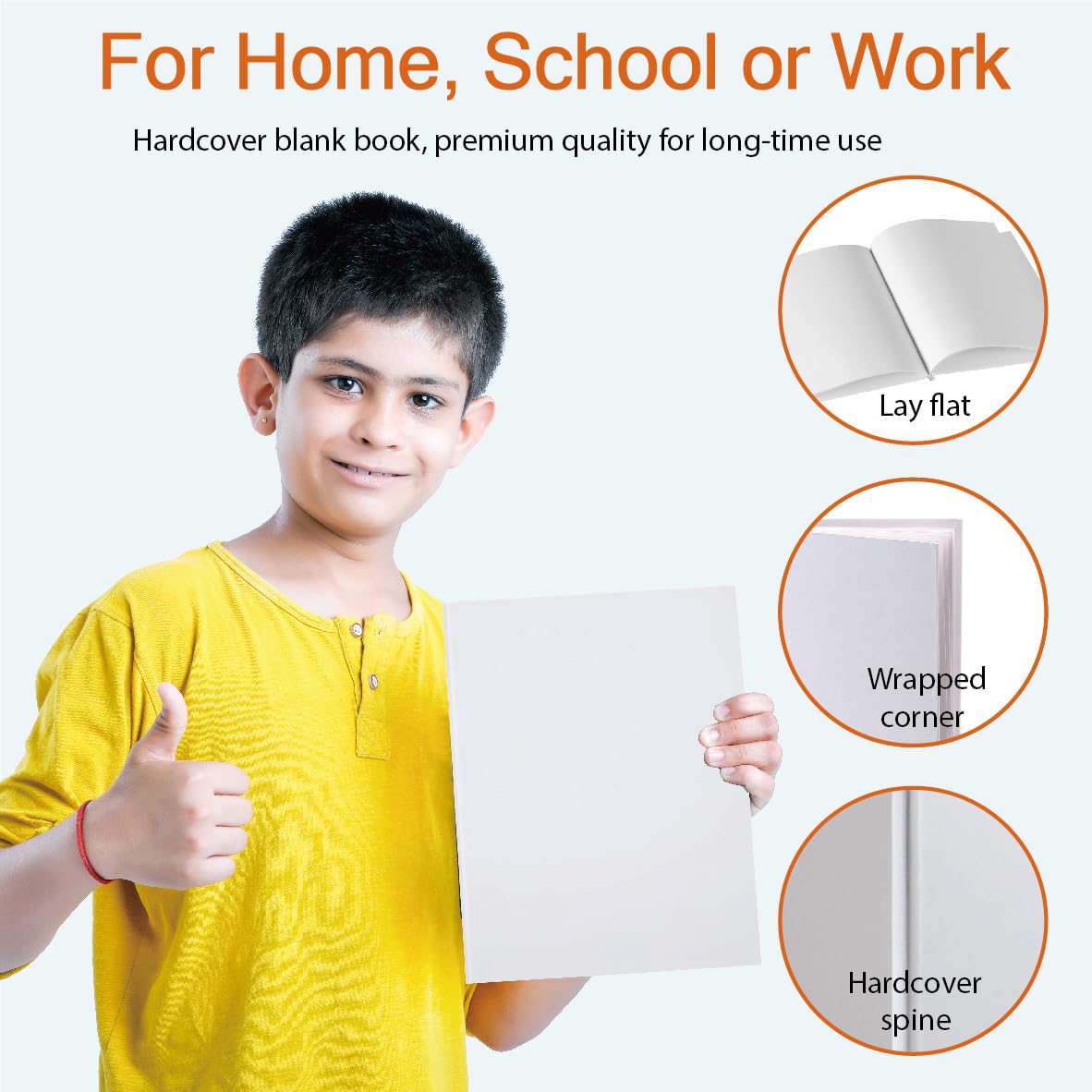 CoroRio 3 Packs White Hardcover Blank Books for Kids to Write Stories, 8.5x11 Blank Books for Students to Create Your Own Stories or DIY Drawing (24 Sheets/48 Pages, 3 Pack)