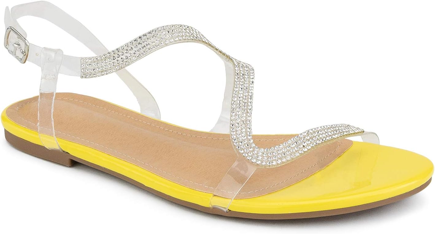 RF ROOM OF FASHION Jeweled Clear PVC Flat Sandals