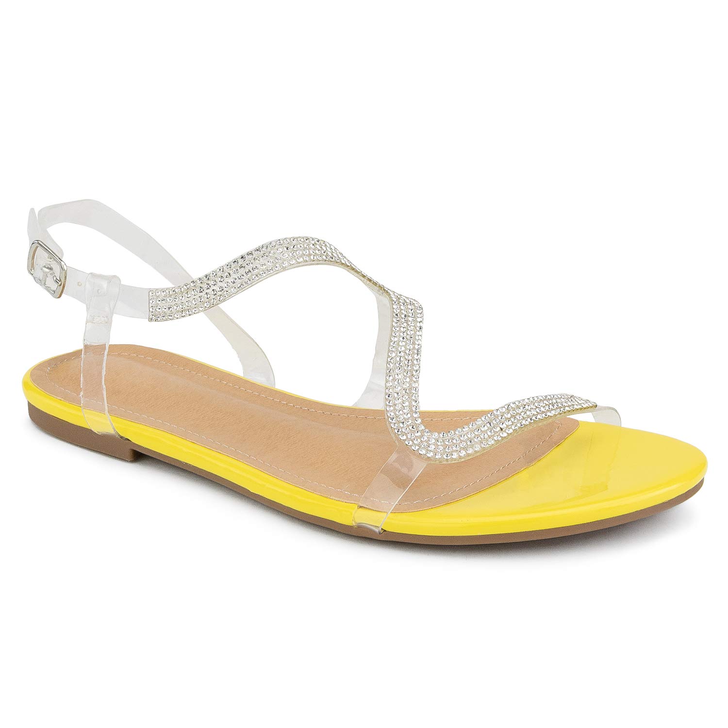 RF ROOM OF FASHION Jeweled Clear PVC Flat Sandals
