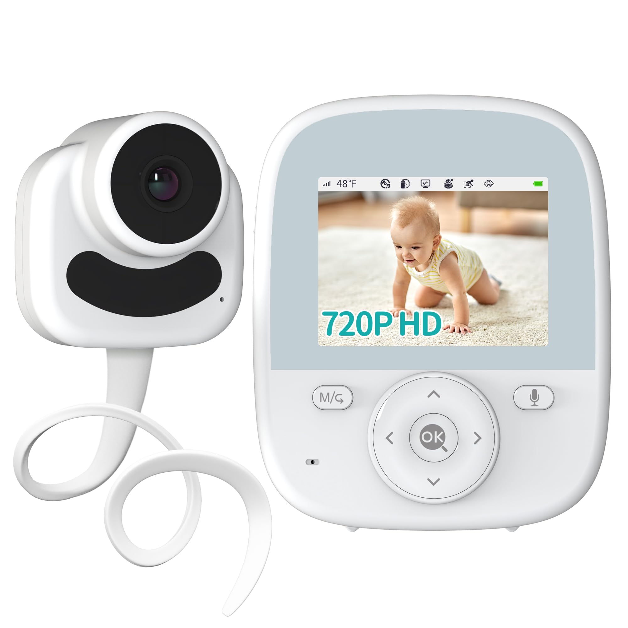 VIZOLINK 2.8” BabyPhone mit Kamera, 720P Baby Monitor Ohne WLAN, 4000mAh Akku, HD Nachtsicht, VOX Modus, Gegensprechfunktion, 3XZoom, 8 Schlaflieder, Temperatursensor, 300m Reichweite, Schlauchhalter