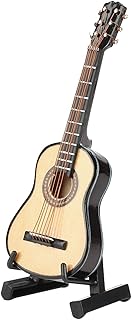 Miniature Guitar, Small Durable Exquisite Handmade Mini Musical Ornaments Display Dollhouse Accessories with a Delicate Storage Box for House Ornament