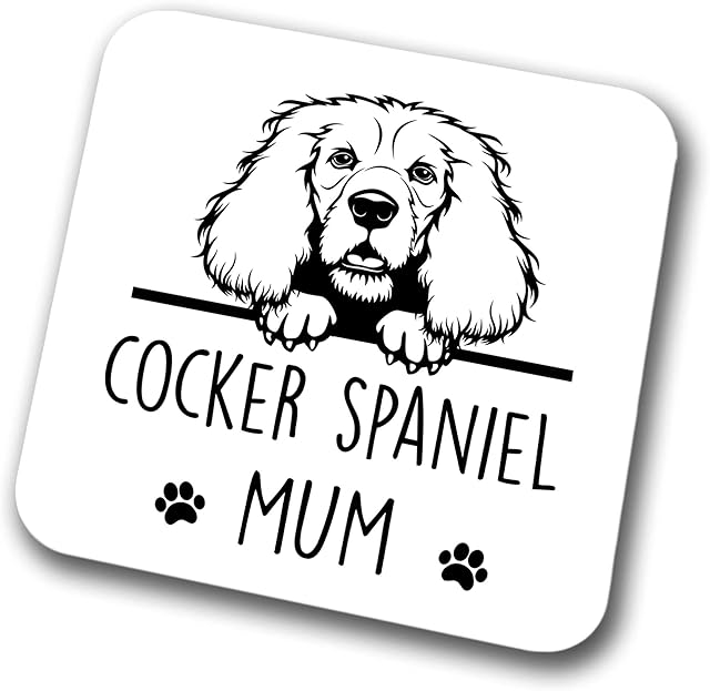 Cocker Spaniel Mum Coaster Pet Present Cocker Spaniel Dog Mum Dad Friend Joke Funny Gift Birthday Christmas, Hardboard Coaster
