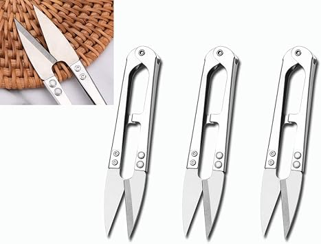 Zittop 2pcs Premium Stainless Steel 4.2in U Sewing Scissors Clippers, Embroidery Yarn Scissors Mini Thread Sewing Cutter, Yarn Fishing Mini Small Snips Trimming Nipper Great for Stitch Silver.