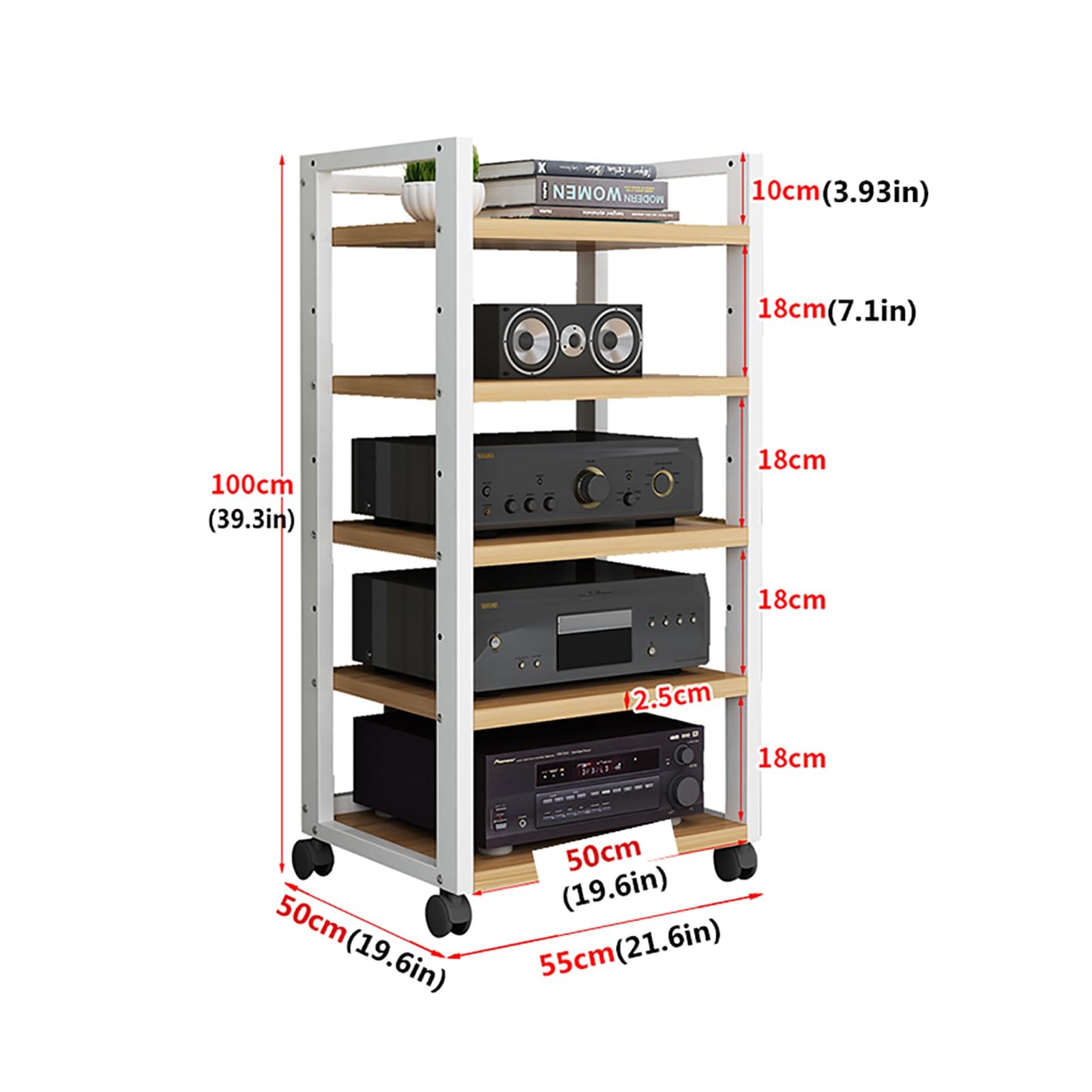XingLi Height Adjustable Media Stand Audio Video Rack Corner TV Entertainment Stereo Components Cabinet CD Player Stand Multi-Function Open Storage Shelf, for Home/Office/DJ/Theater (Size : 5 Tier)