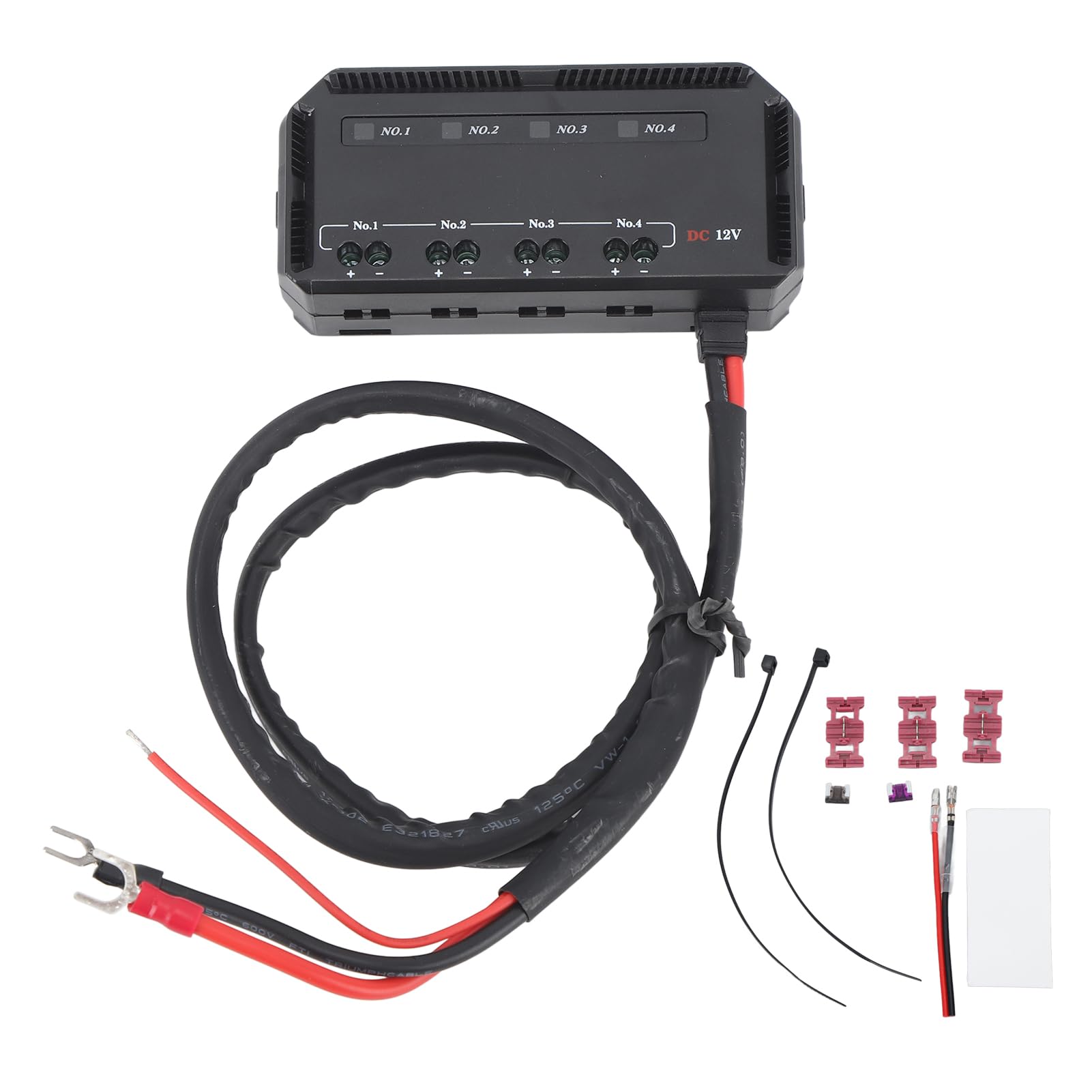 Skrzynka bezpiecznikowa z wyświetlaczem LED, 12 V, 4-krotna puszka bezpiecznikowa, uniwersalna, uchwyt bezpiecznikowy z przekaźnikiem do samochodu, motocykla, ciężarówki, kampera, morskiej