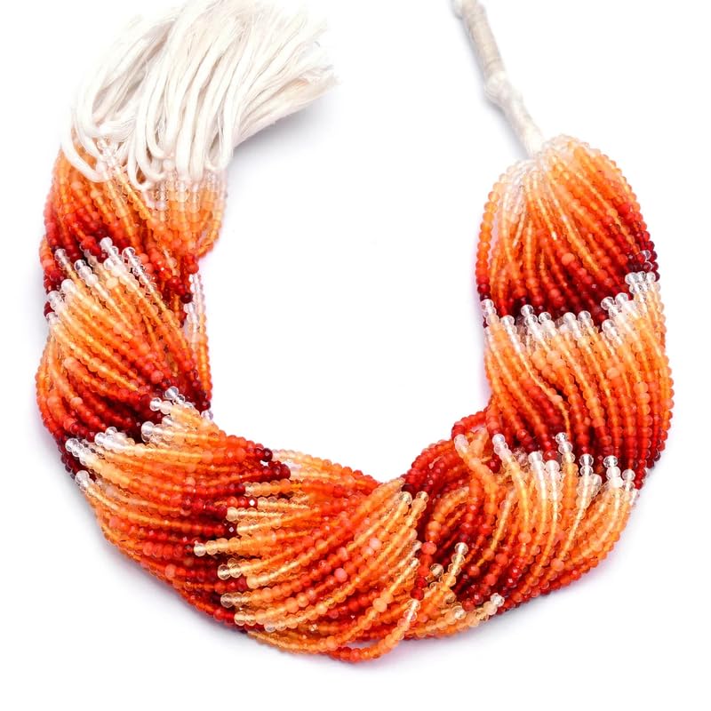 Perline rondelle micro sfaccettate da 3 mm-3,5 mm con opale di fuoco messicano AAA+ | Perline sfuse di naturali arancione/rosso opale di fuoco | Filo da 13 pollici B-1-475 (confezione da 1)