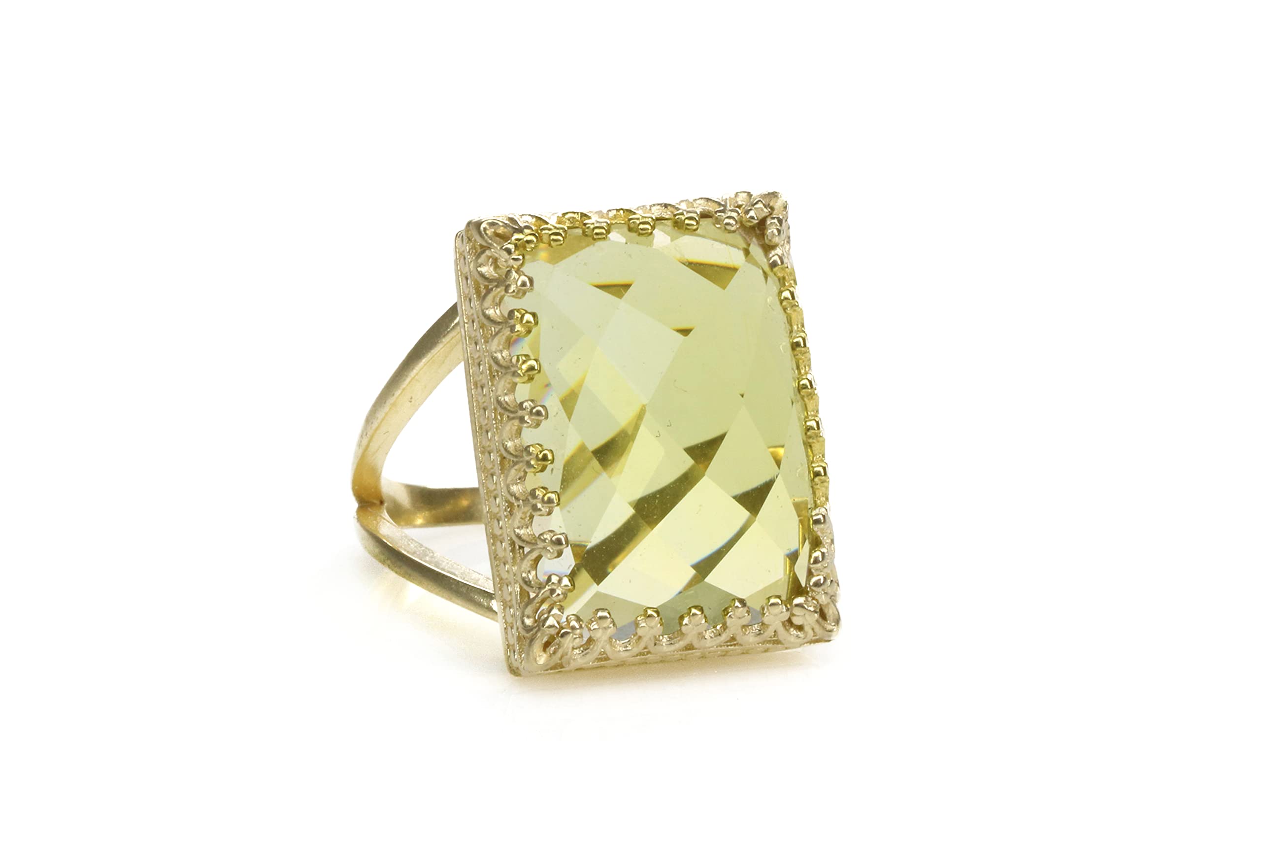 Anillo Único de Cuarzo Amarillo de Anemone Jewelry - Cuarzo Limón de en Plata de Ley 925 - Hermosos Anillos de Declaración para Mujeres - Joyas para Bodas, Fiestas, Compromisos - Hecho a Mano