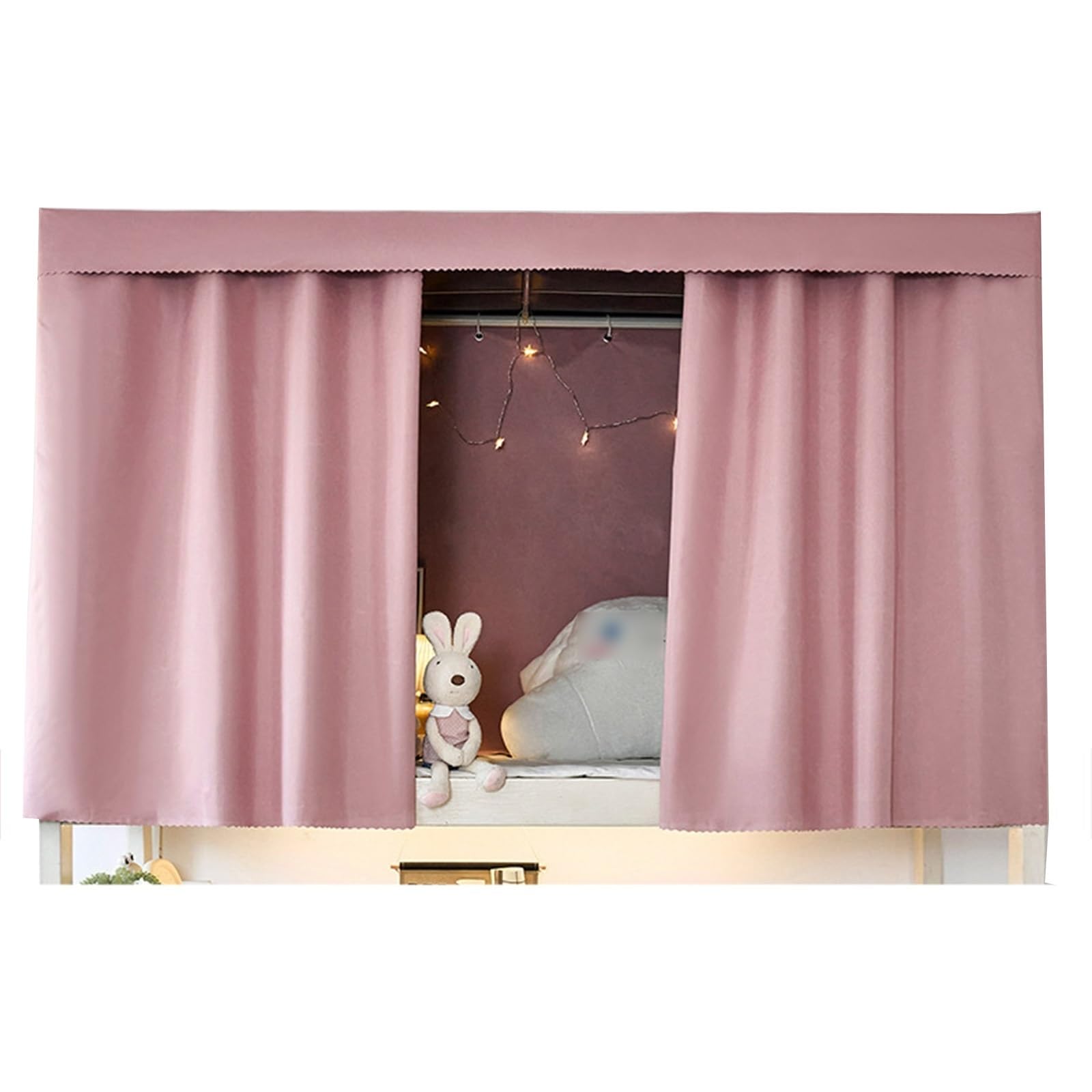 SXTYYH Dormitory Solid Color Privacy Bunk Bed Tent with Full Coverage, Blackout Curtains for Both Top and Bottom, Bunk Bed Curtains Dustproof Loft Bed Curtains(Curtain*3,1.2M_PINK)