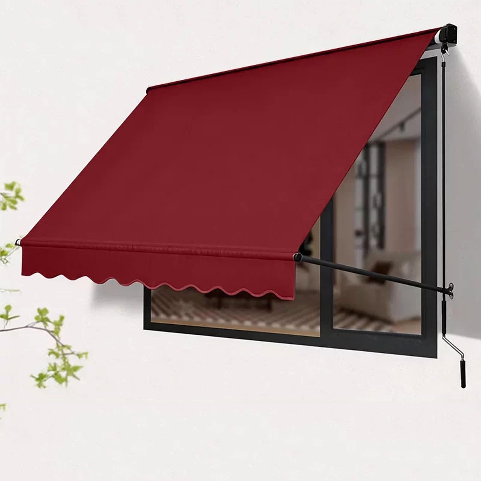 Toldo Retráctil Manual De La Manivela, Canopy Al Aire Libre De 5ft con Tela De Poliéster Resistente Y Marco De Aluminio Durable para La Protección De La Sombrilla De La Puerta del Patio