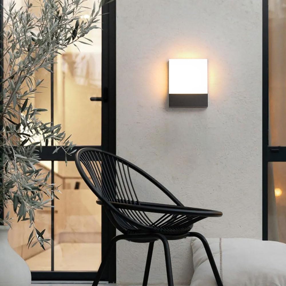 Zewnętrzna lampa ścienna LED, ciepła biel 3000 K, 10 W, aluminiowa, idealna do domu, tarasu, garażu lub ogrodu.