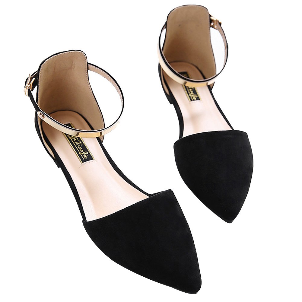 Mujer Dedo Punteado Terciopelo Bailarinas Elegante D'orsay Pumps Plano Zapatos de Vestir