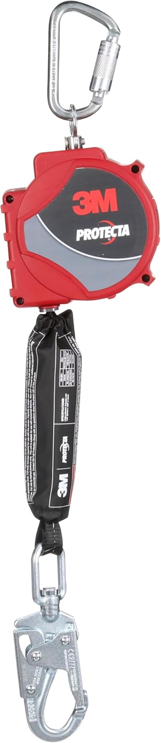 3M Protecta Self-Retracting Lifeline with Carabiner 3100516, Web, Steel Swivel Snap Hook, 20 ft.
