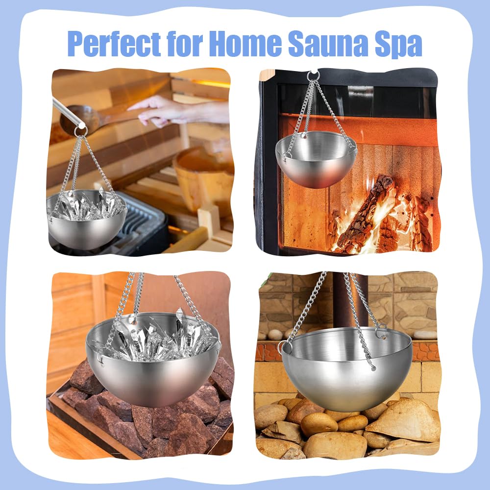 Verdampferschale für die Sauna, Edelstahl Sauna Aromaschale,Sauna Schale aus Speckstein fur Traditionelle Sauna oder Infrarotsauna (Edelstahl)