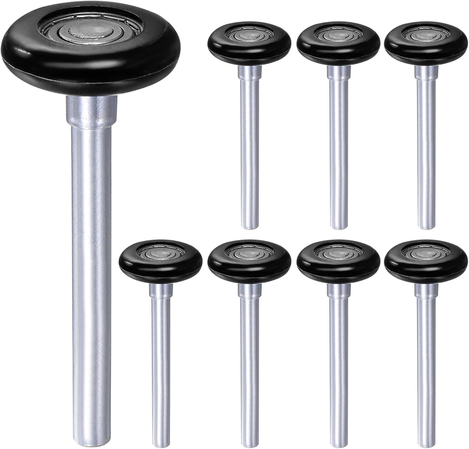 uxcell 8pcs 1.8" Black Nylon Garage Door Rollers for 2" Garage Track, 4.25" Long Stem Quiet Garage Door Wheels, 8 Ball Bearings, Black