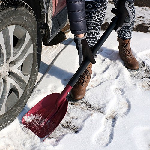 CASL Brands Collapsible Emergency Utility Snow Shovel with 8-Inch x 11-Inch Blade and Carrying Bag - Multipurpose Winter or Camping Shovel for Car - Portable Compact Design - Red - Thumbnail 3