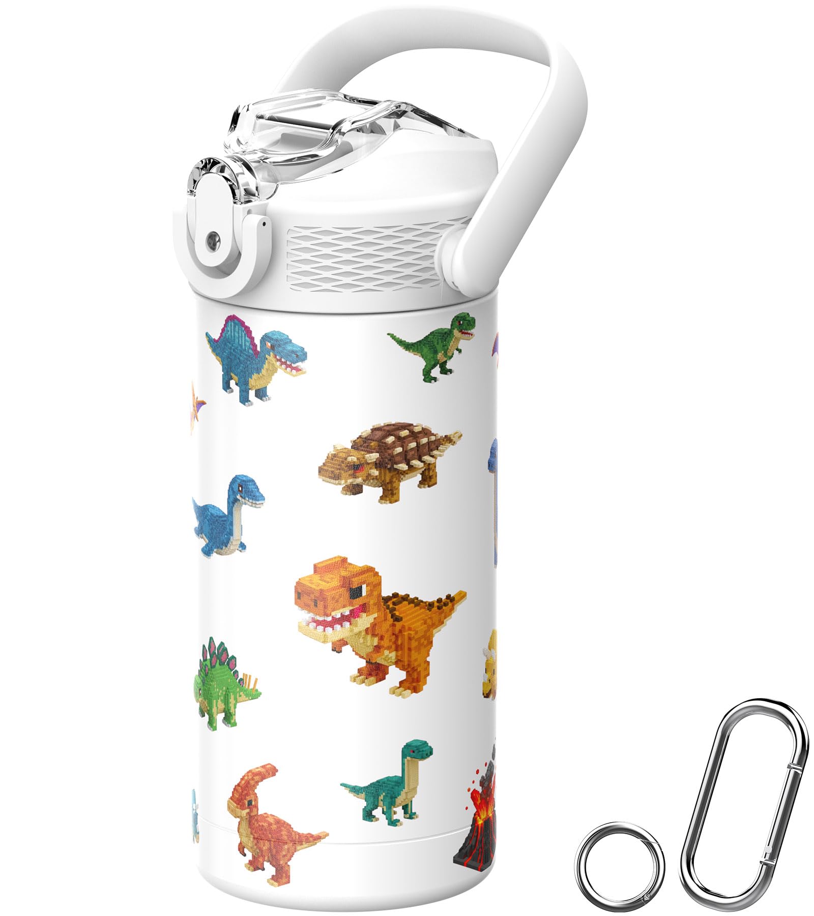 MYFOREST 400ml/14oz Insulated Kids Water Bottle, Odor-Free Surgical Grade Liner, Dishwasher-Safe, Name Spot