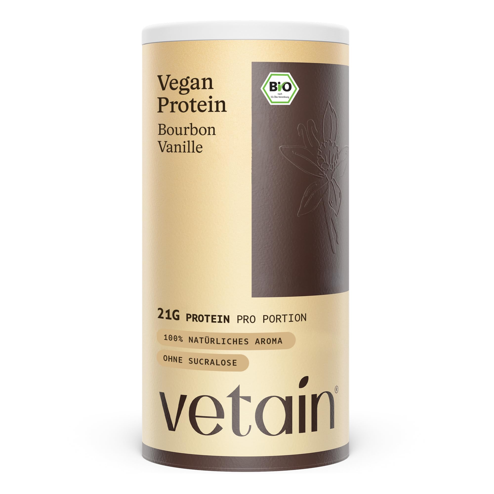 VETAIN Bio Veganes Proteinpulver Vanille - 21g Eiweiß - 600g - 5 Proteinquellen mit fermentierten Erbsen & Reis - Vollständiges Aminosäurenprofil - Ohne Zuckerzusatz & Süßungsmittel
