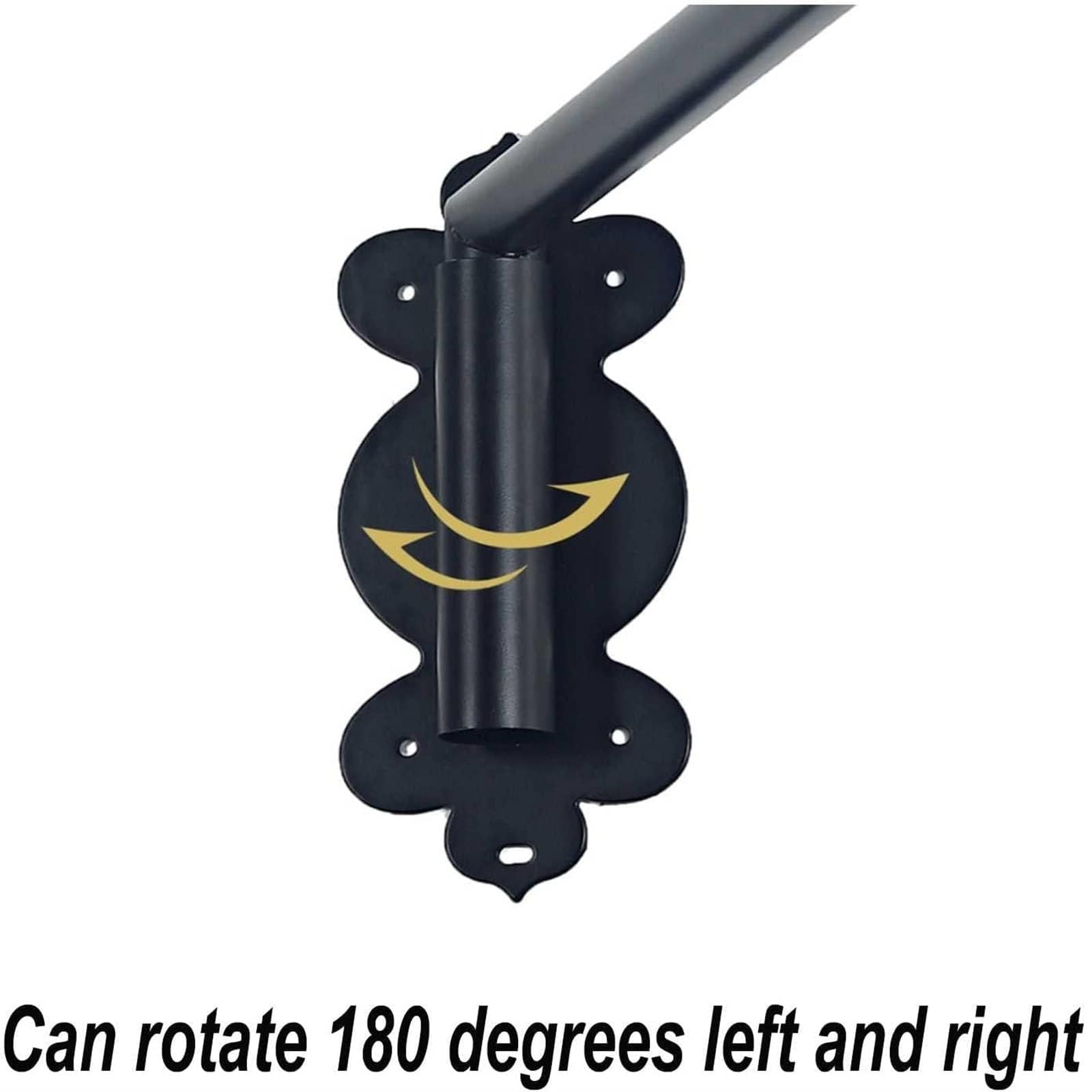 Tringle à rideaux robuste avec bras oscillants et rotation à 180° pour rideaux à œillets, support d'affichage de fenêtre en laiton (taille : 90 cm, couleur : noir)