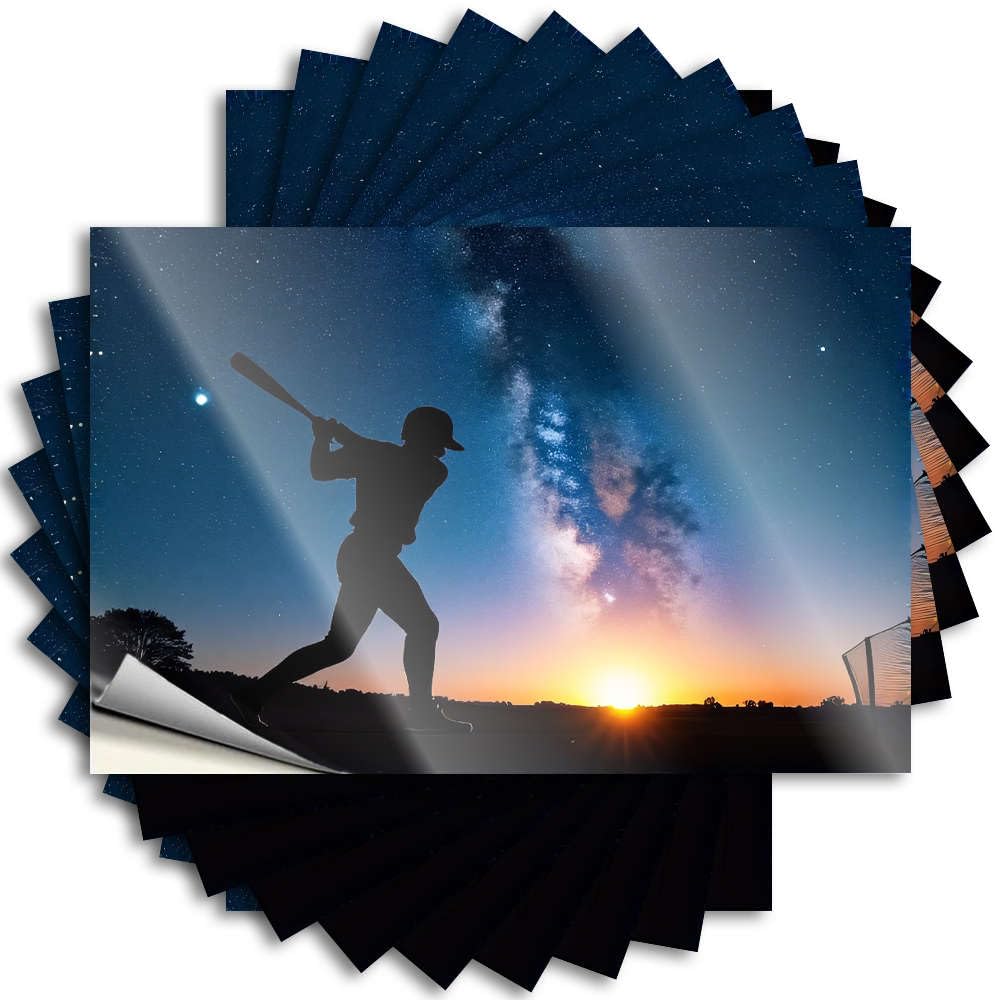 Fzfn Colour Tattoo Gamers Accessories Waterproof Vinyl Sticker | Silhouette Of A Baseball Player Against A Starry Sky. Girly Helmet For Silicone Diy Projects(12X18cm)