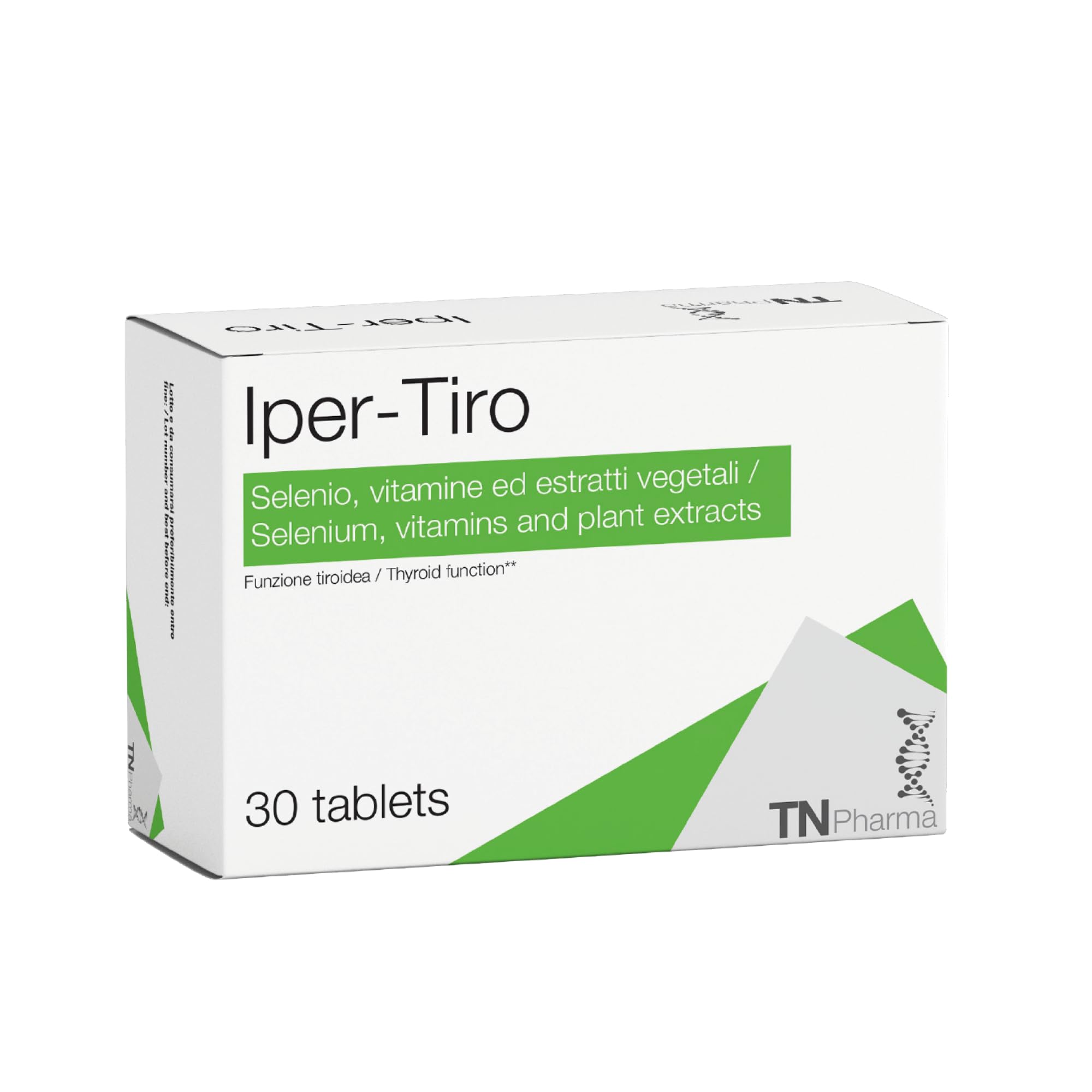 TN Pharma Iper-tiro, 30 Compresse, Integratore per Funzione Tiroidea, con Carnitina, Melissa, Marrubio, Vitamine E e C, Selenio, Senza Glutine e Lattosio, Vegan