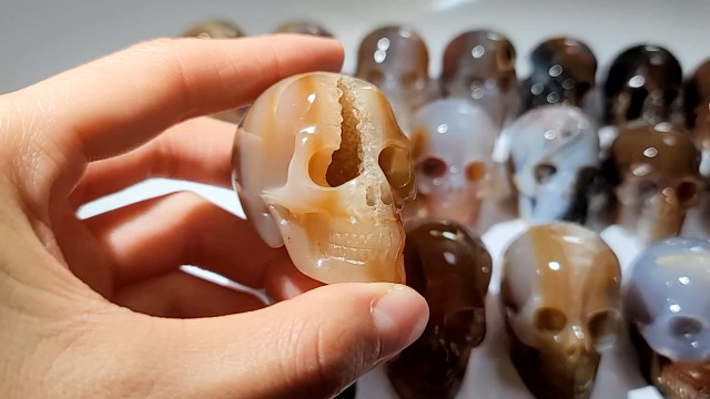 Calavera de Cristal Ágata Geoda 2.0 pulg miniatura 6