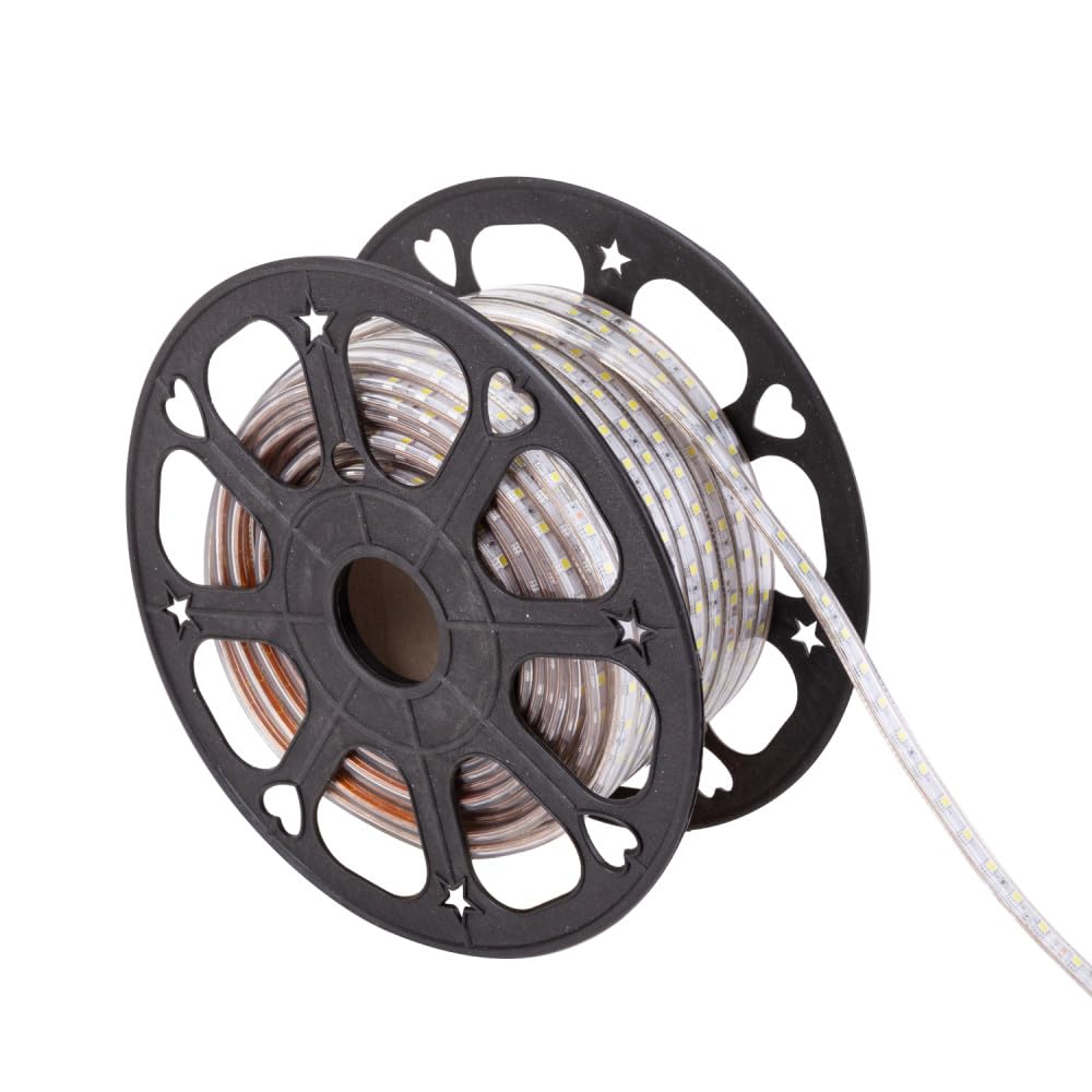 Tira de 60 LEDs/M 500W 42.000Lm 3000ºK SMD5050 220VAC IP65 x50M 40.000H [GR220/60/50M/WW]-Blanco Cálido | Greenice