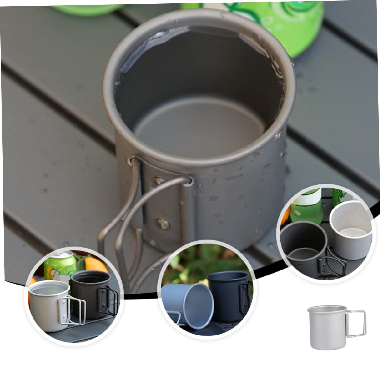 ifundom 2 Sätze Faltbarer Aus Aluminium Reisebecher Faltbarer Outdoor Griff Rechteckiger Isolierter Reisebecher Zusammenklappbar Für Camping 2 Stück * 2