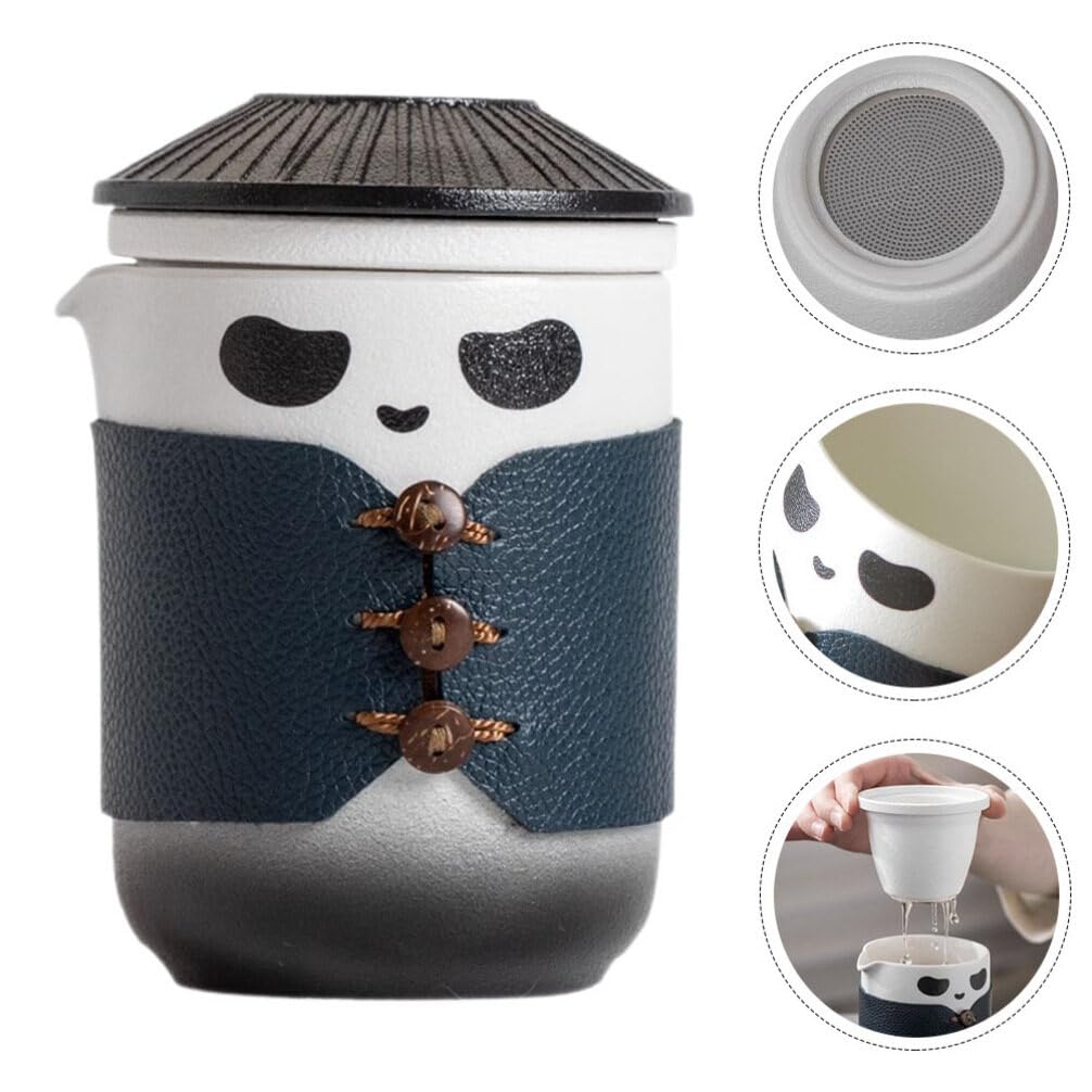 Luxshiny Tazza Di Ceramica Tema Panda Con Filtro Tazza Da Tè in Porcellana in Ceramica Adatta Per Tè Verde e Uso Domestico