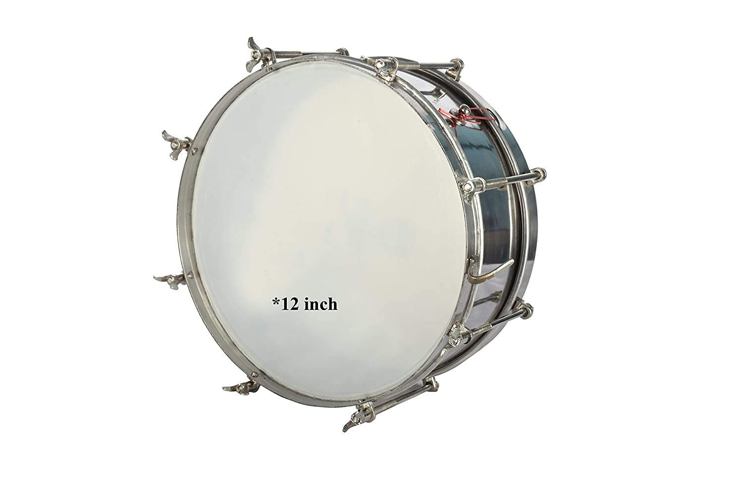 SAIMUSICALS 1 Piece Side Drum (S.S), 12" inch, Silver | School Band Hand Percussion Instrument for Students, Beginners & Professionals-picture-21