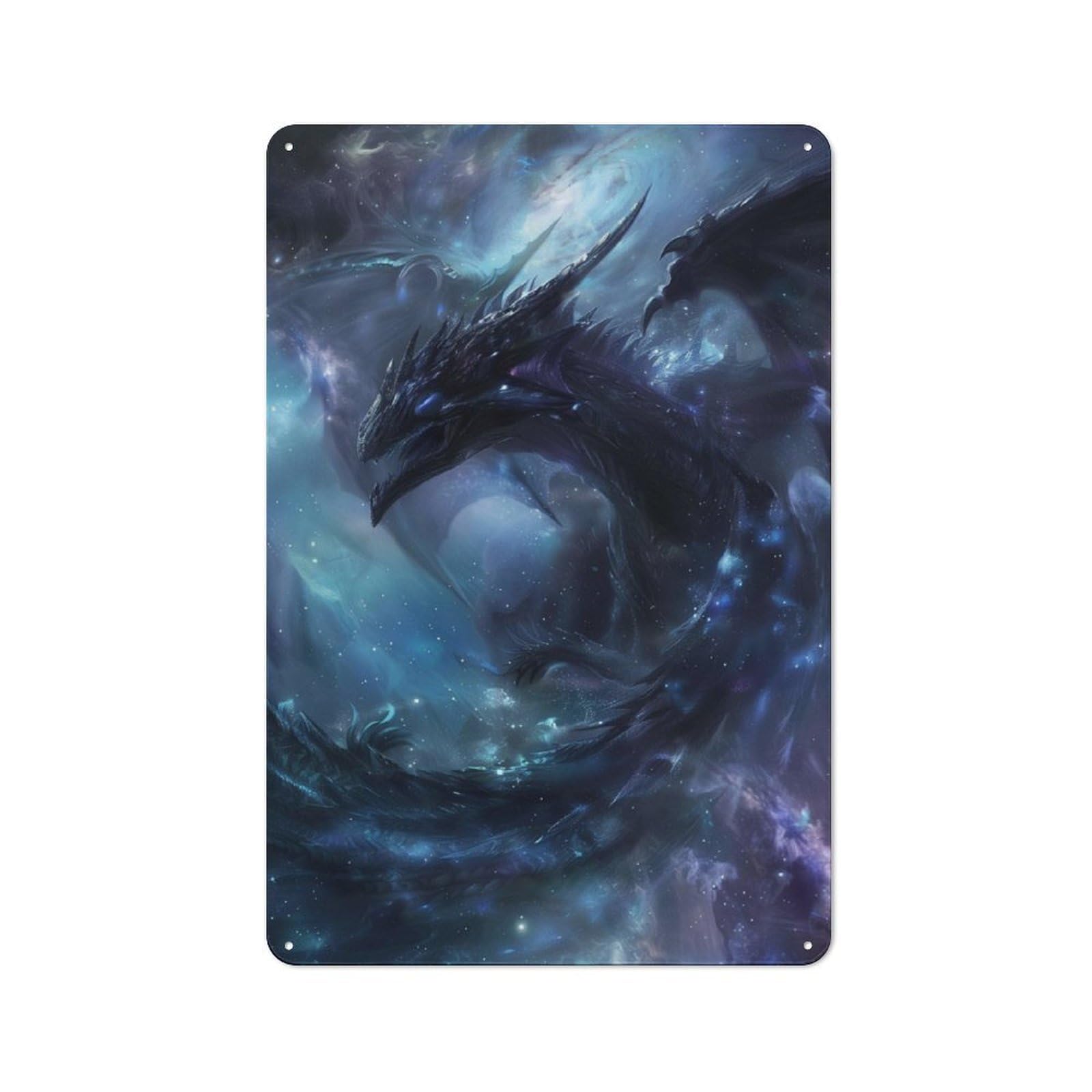 Junmoney Mystical Space Dragon Rustic Tin Sign 30X20cm For Living Room Or Hallway, A Metal Wall Feature For Living Rooms And Hallways