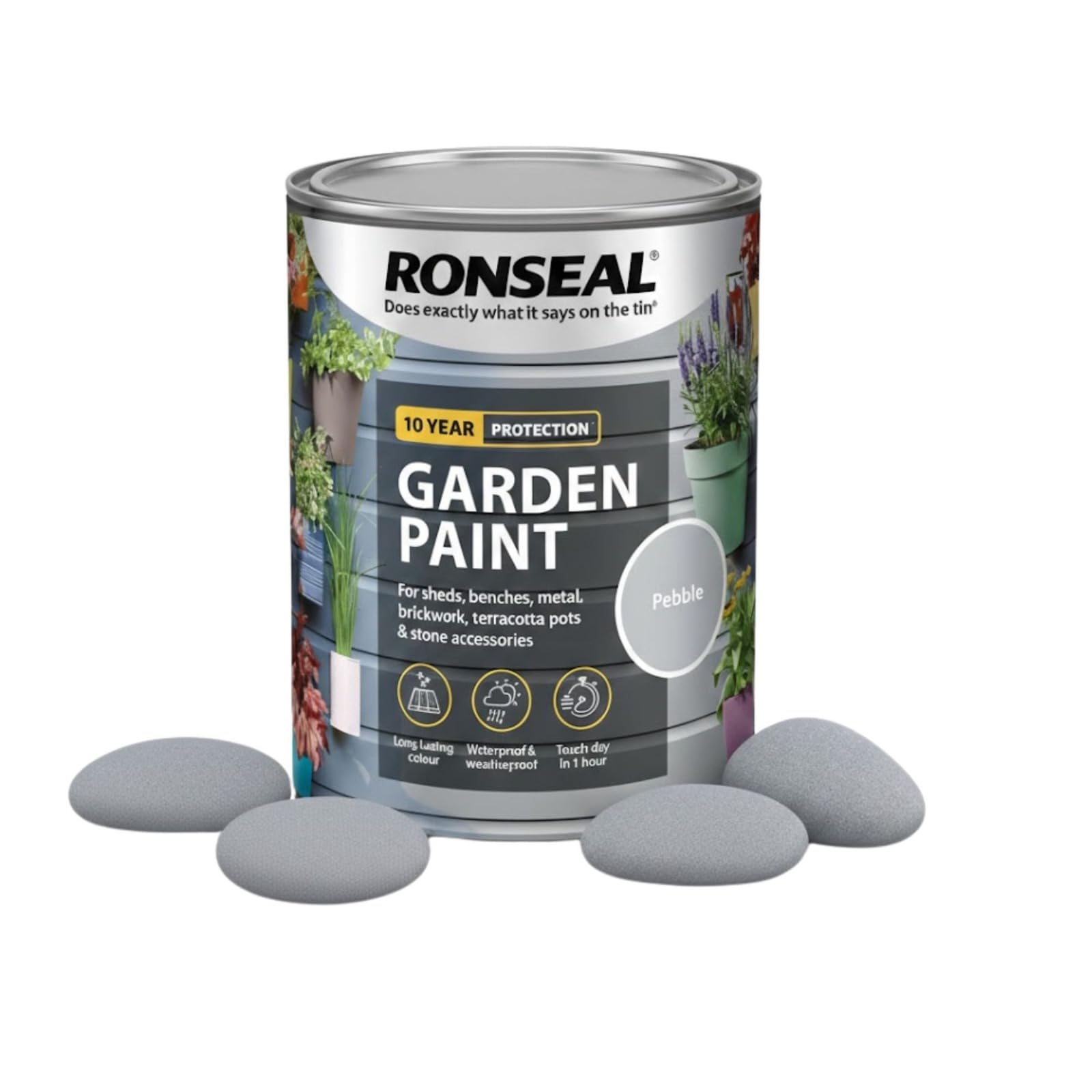 Milena Pebble Garden Paint 250ml, Water Based Wooden Paints, Fast Drying Matt Finish, Long Lasting Fade Resistance Fence Paint, DIY Colour for Brick, Flower Pots (Pebble, 250 M L)