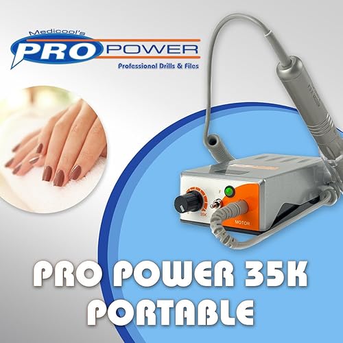 Vista 3 de Medicool Pro Power 35K - Taladro de uñas portátil inalámbrico recargable profesional para acrílico, gel, manicura y pedicura PROPRT-35