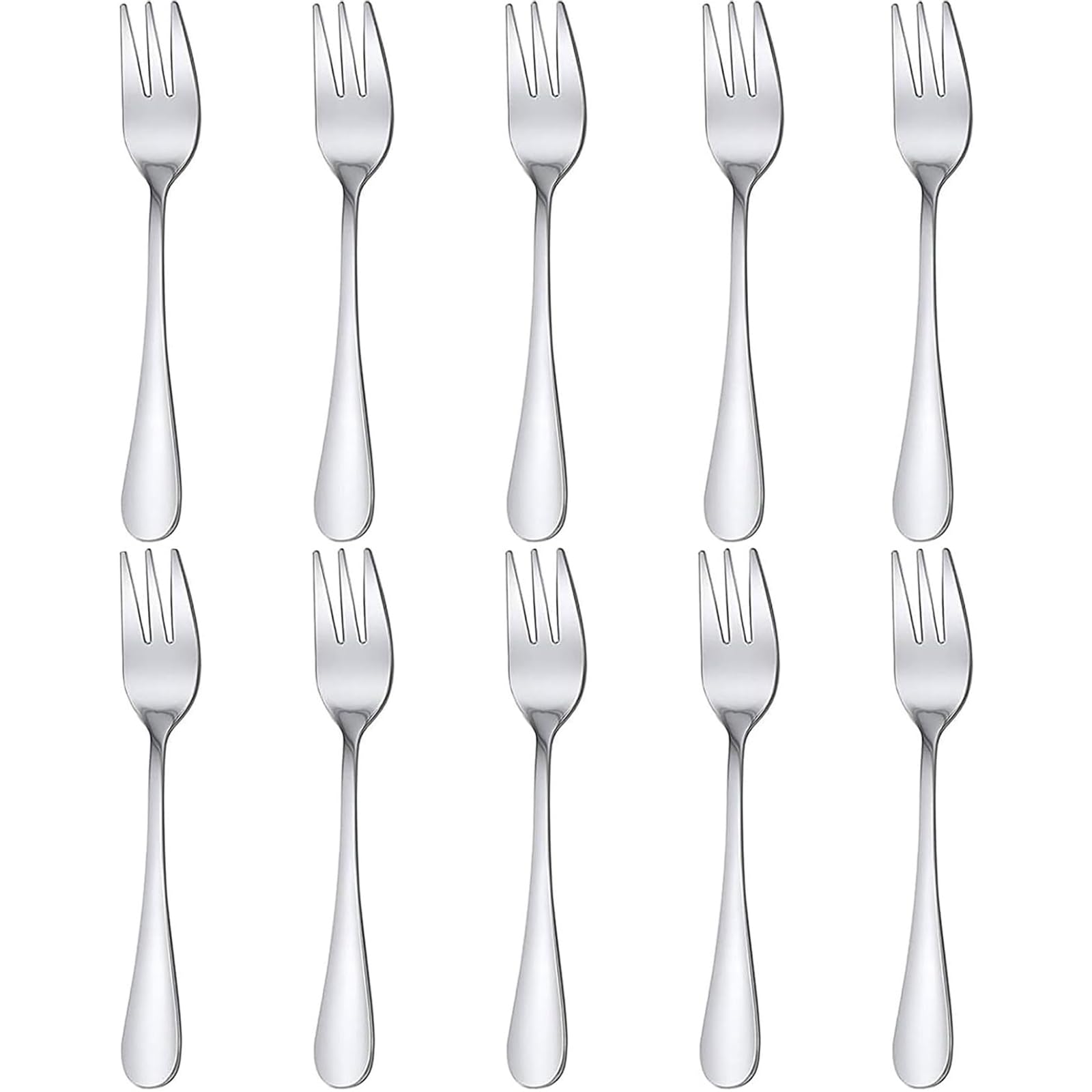 10 PCS Cake Forks, Stainless Steel Dessert Forks Small Forks Pastry Forks, Mini Fruit Forks Mirror Polished Cutlery for Cake Dessert Kitchen Home Party Dining Use