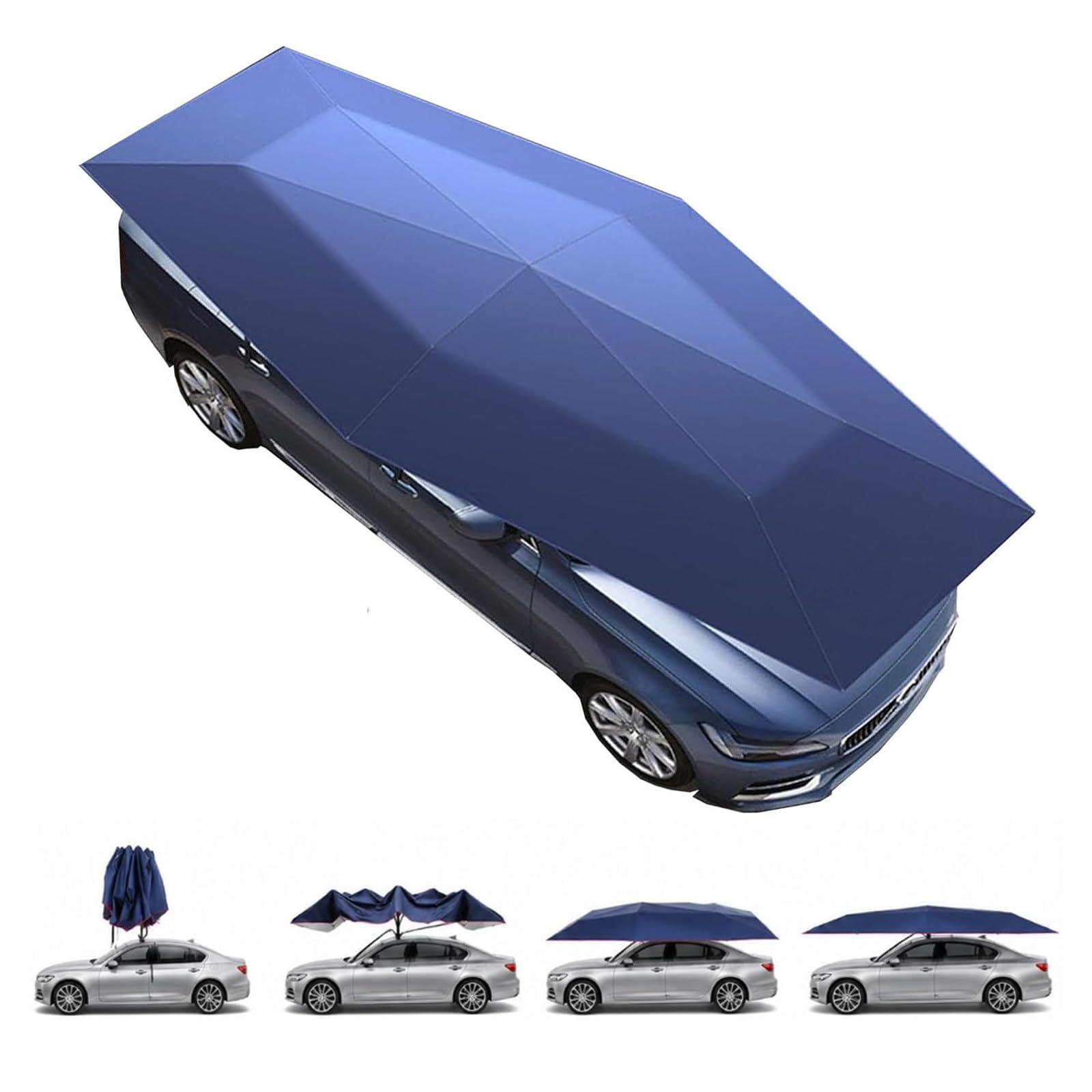 Abri de Voiture Universel, Carport Mobile et Portable, Tente-Parapluie étanche, Pare-Soleil Automatique pour Extérieur, Tissu Oxford Coupe-Vent et Anti-UV 4.8 * 2.3m