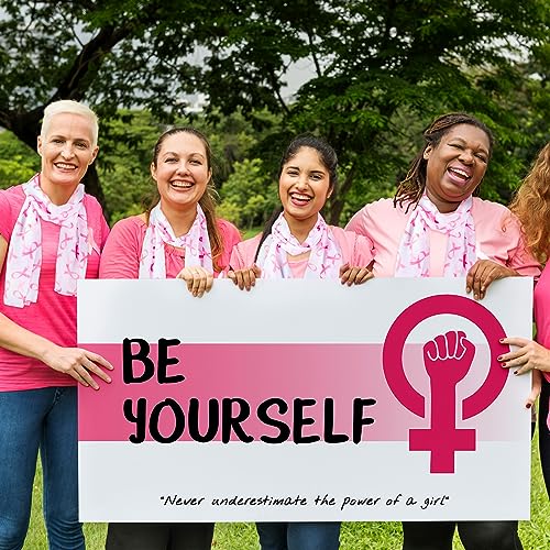 Xtinmee 10 Pcs Women's Pink Ribbon Scarf Breast Cancer Awareness 60 x 13 Inch Breast Cancer Symbol Scarf Print Lightweight Breast Cancer Shawl Accessories for Women Girls Neck Head Gift3