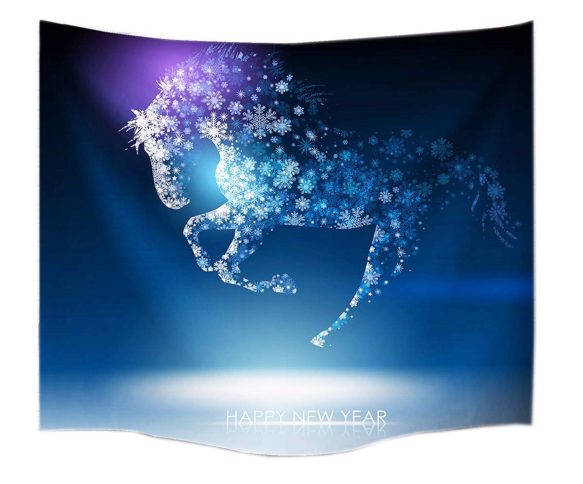 Tapisserie murale Happy New Year bleu royal pour sublimer votre salon