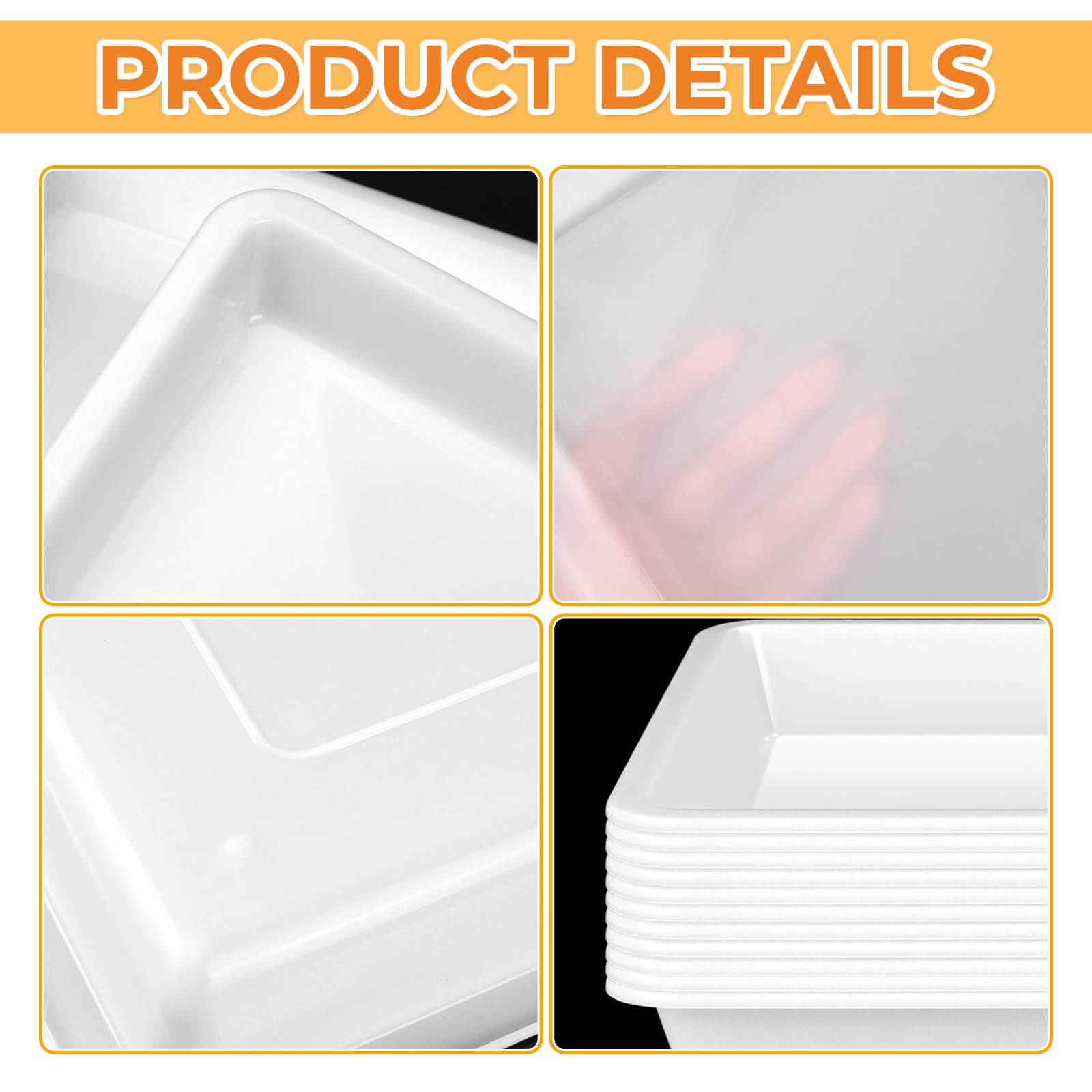 CZWESTC 12 PCS Plastic Paint Trays, Stackable White Art Tray for Building Blocks, Beads Sorting, DIY Projects, Painting, Small Craft Trays for Kids (11 x 8.2 Inch) - Image 3