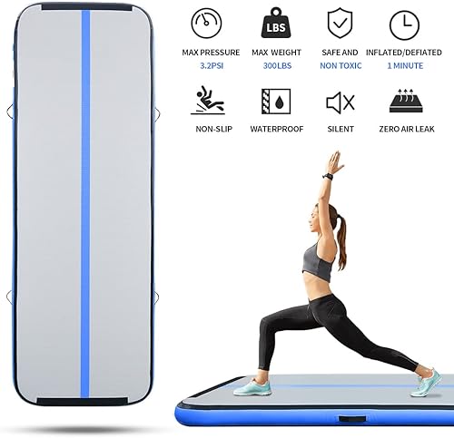 Miniatura 4 de CANWAY Air Tumble Track - Colchoneta inflable de gimnasia de 10, 13, 16, 20 pies, con bomba de aire eléctrica para el hogar, al aire libre,