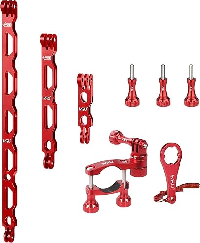 HSU Kit de manillar de bicicleta de aluminio de 0.6 a 1.3 pulgadas y brazo de extensión de montaje en poste de metal para GoPro Hero 111098765