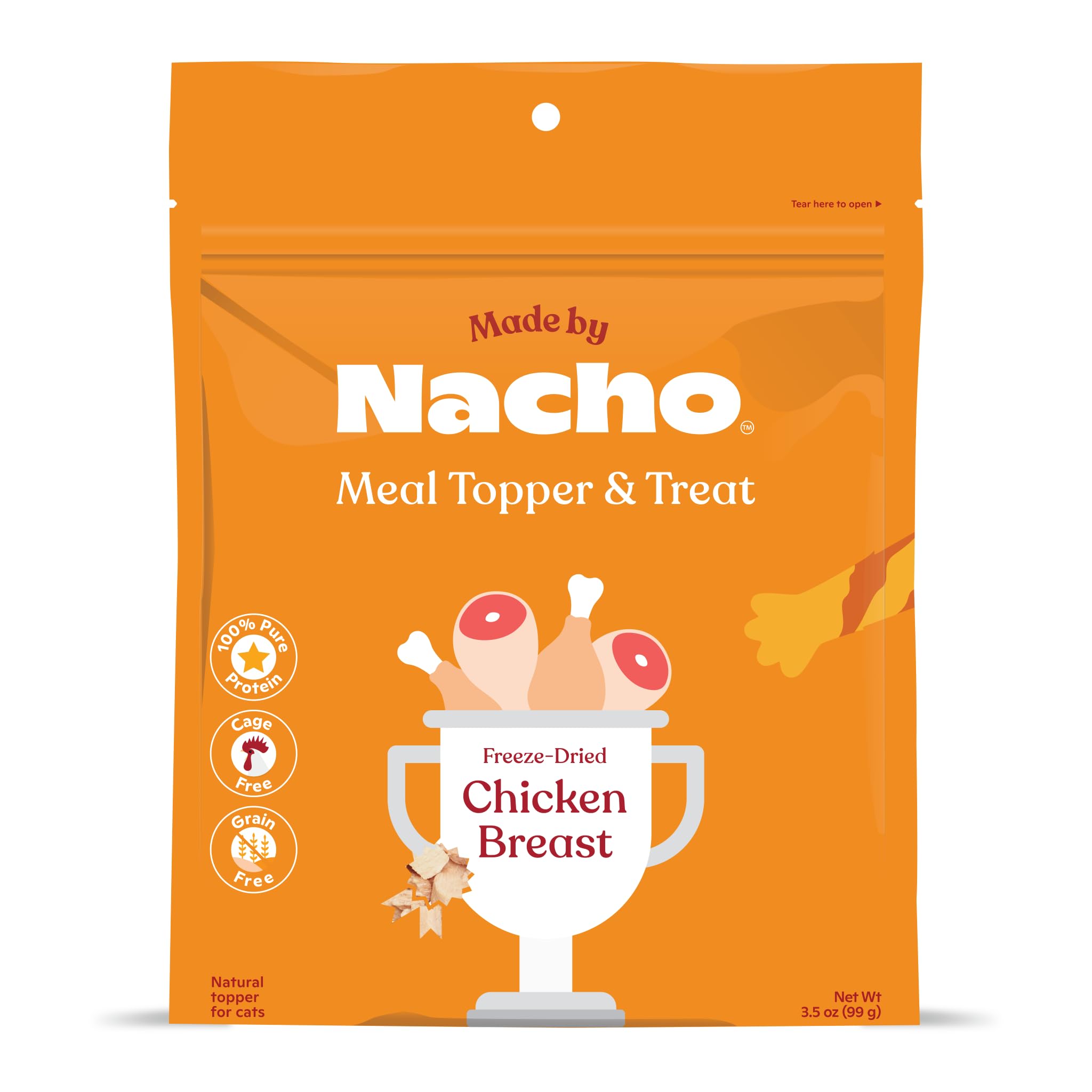 Made by Nacho Freeze-Dried Chicken Breast Meal Topper, Mixer or Treat 3.5oz | High Protein, Pure Chicken Ingredients | Premium Cage-Free Chicken Breast | Crunchy Texture