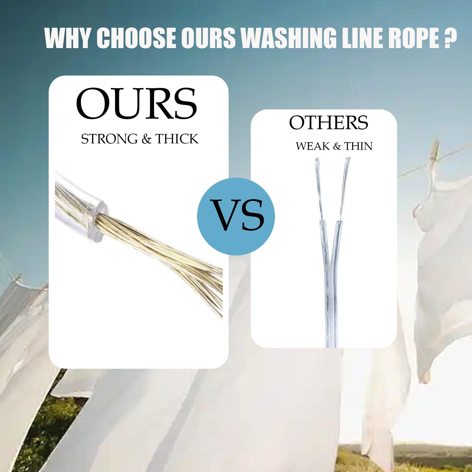 Super Starke Wäscheleine 30m - Mit Stahlkern Für 120kg Tragkraft