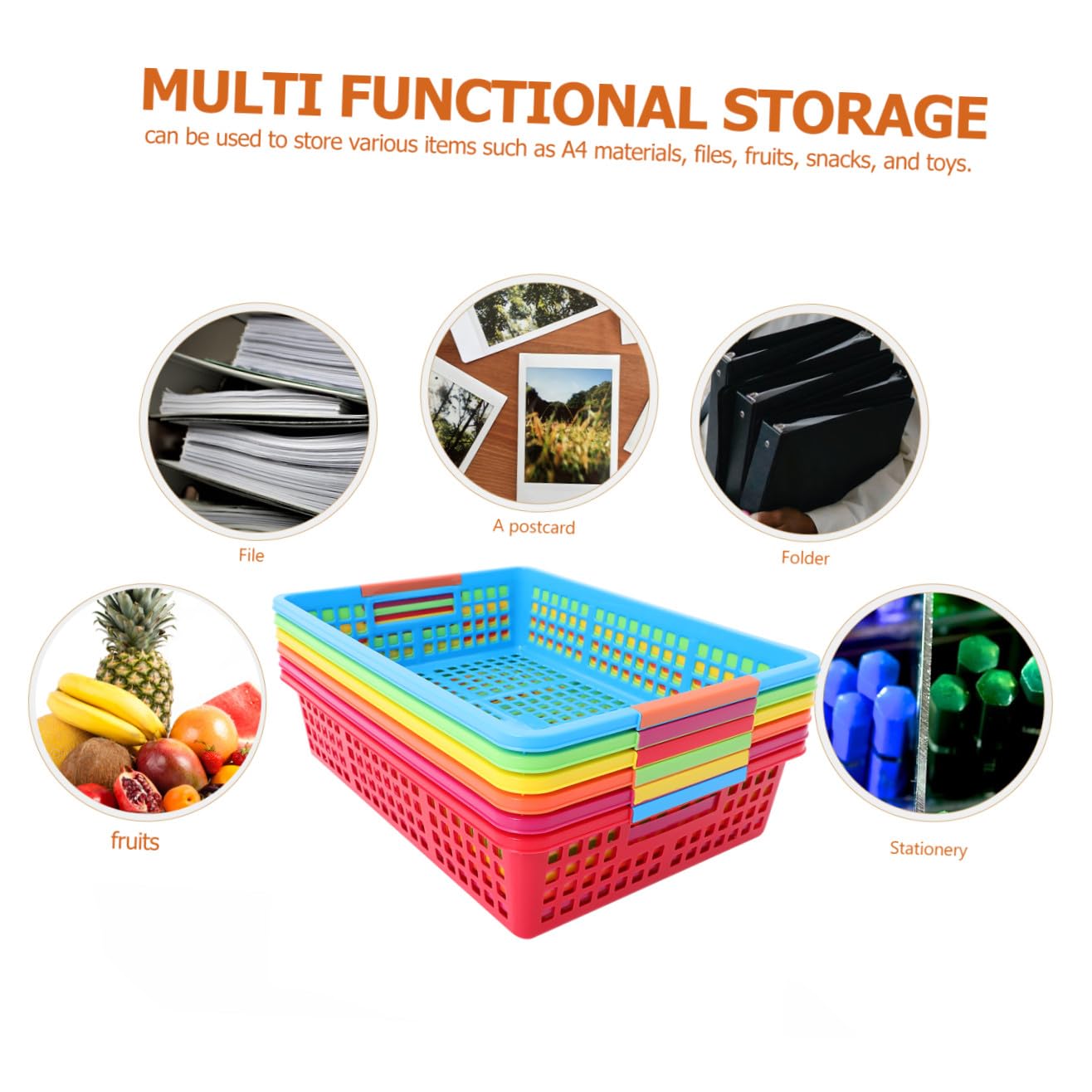PRETYZOOM 6 Piezas Cestas de Almacenamiento Apilables de Plástico Organizador Multifuncional