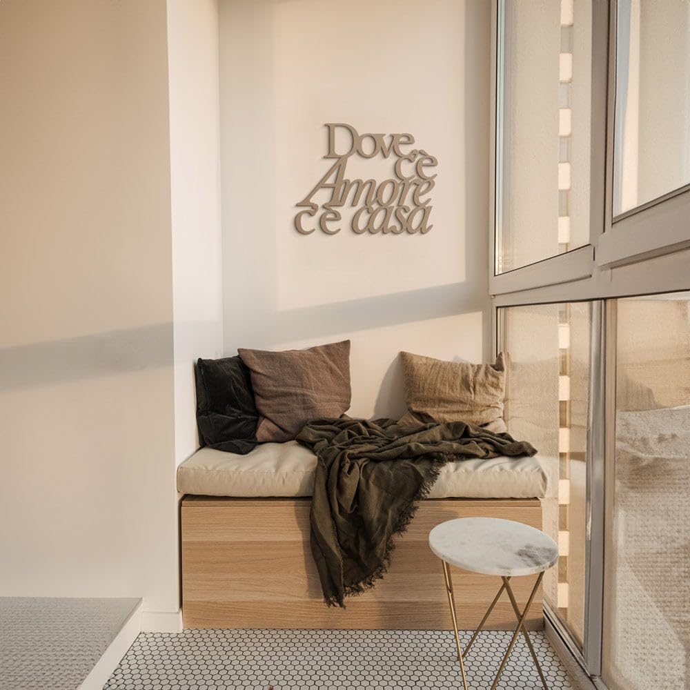 Letras de madera para colgar en la familia, donde hay amor, hay casa, decoración de madera de pared, decoración moderna para la casa, Made in Italy