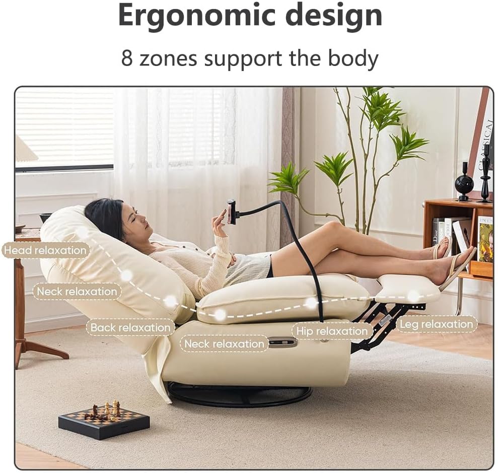 Electric Recliner Chair with USB Charge Port and Cellphone Holder - Oversized Single Rocking Chair for Nursery Living Room - Green Swivel Glider Lazy Sofa Chair for Office Bedroom 5 61izCJhjvCL. AC SL1000