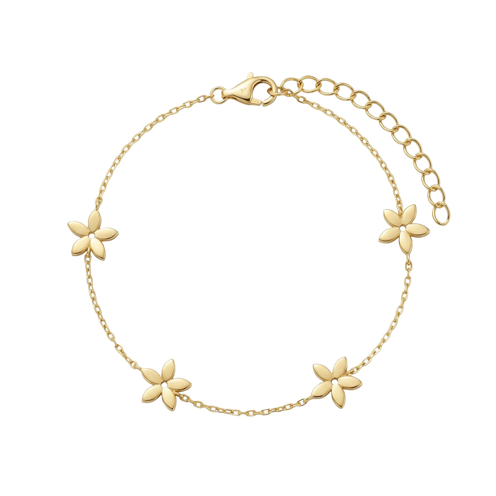 amor - Bracciale da Donna in Argento 925 - Placcato Oro/Dorato - Ciondolo a Fiore - AMR-B0014