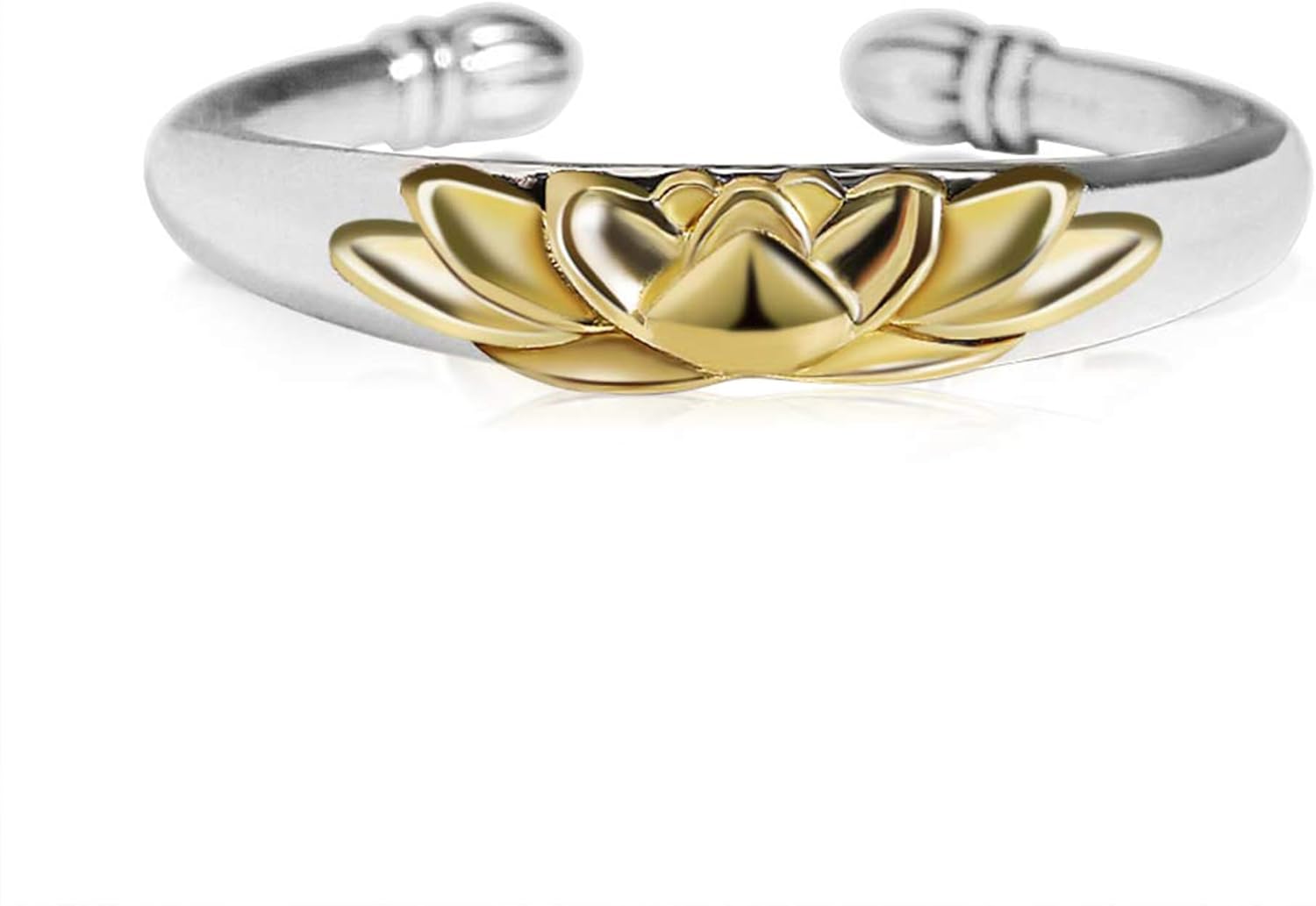 LOVECOM Lotus Promise Ring for Women 925 Sterling Silver Adjustable Lotus Flower Floral Ring Gold Plated Open Inspirational Empowering Statement Ring Birthday Jewelry Gifts for Her Mom Wife