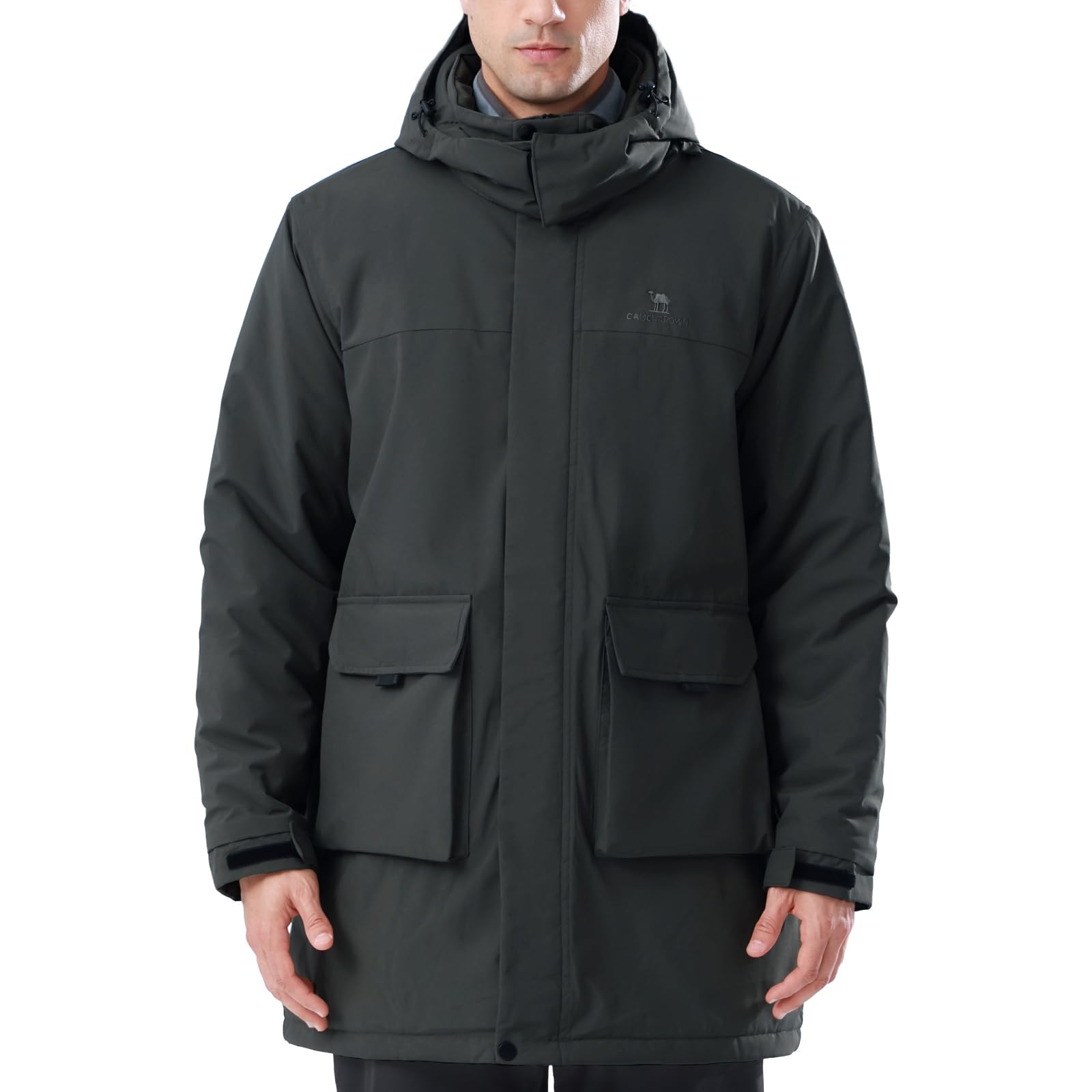 CAMELSPORTS Mens Winter Coats Long Warm Jacket with Hood Casual Quilted Puffer Parka Windproof Jackets
