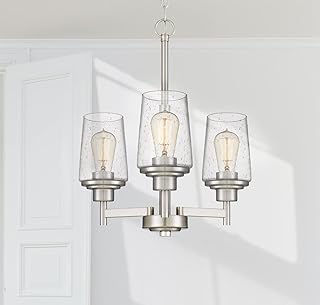 Jacob Modern 3-Light Chandelier Pendant Ceiling Light Brushed Nickle See...