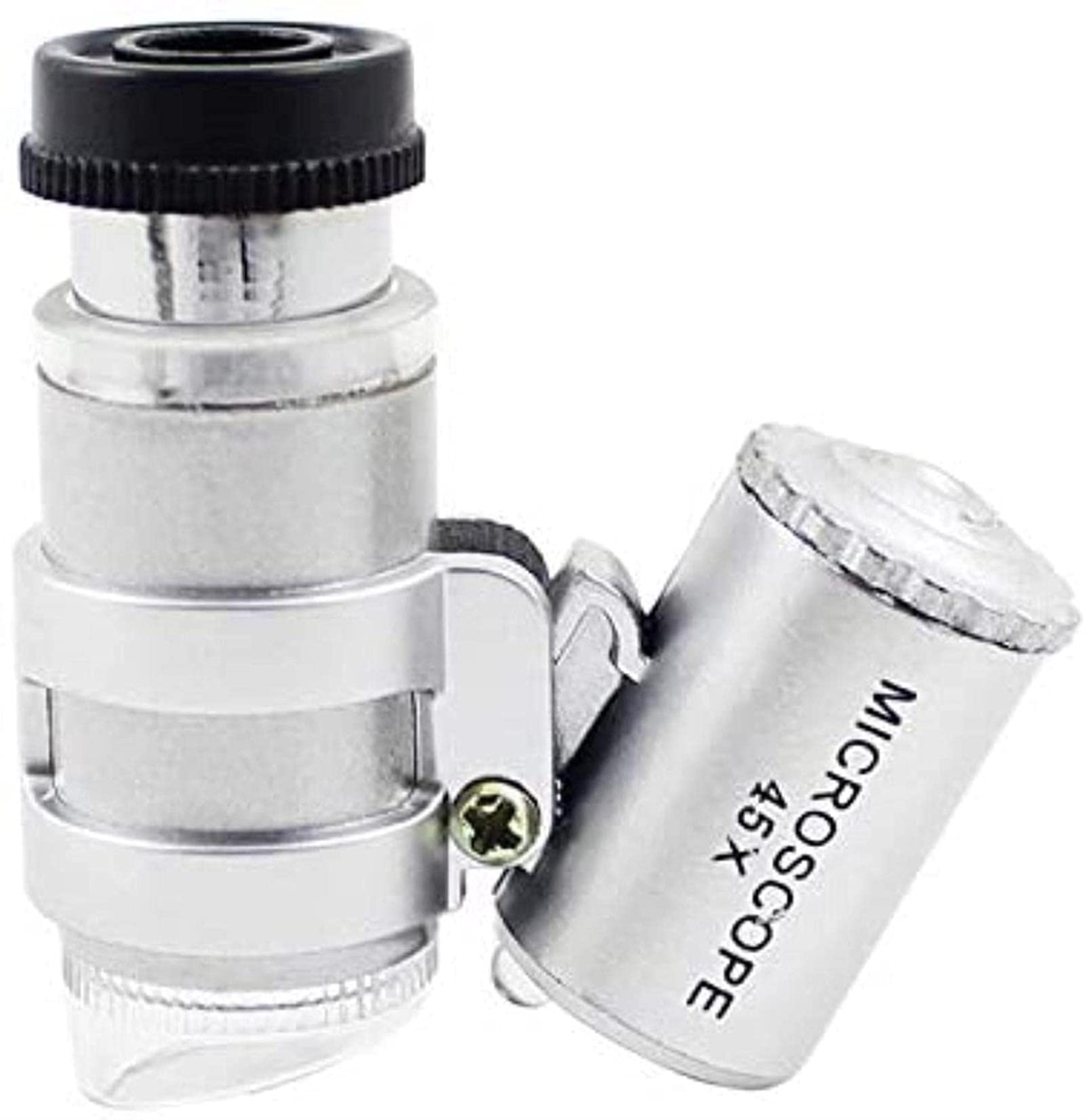 asdchZen 45X Handheld Mini Magnifying Glass 1Pcs Led Magnifier Glass Money Detector Jewelry Magnifying Glass Jewelry Beauty Comes,Silver-45X
